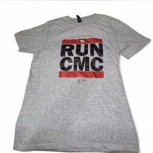 San Francisco 49ers RUN CMC Christian‎ McCaffrey T-Shirt Gray NFL Football